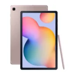 نمای جلویی و پشتی تبلت Galaxy Tab S6 Lite 2024 رنگ رزگلد با قلم