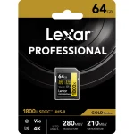 کارت حافظه 64 گیگ لکسار سری طلایی Lexar 64GB - 1800x UHS-II - Image 2