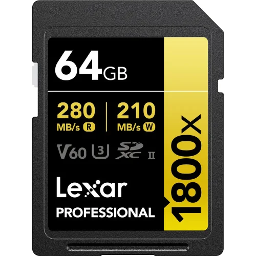 کارت حافظه 64 گیگ لکسار سری طلایی Lexar 64GB - 1800x UHS-II - Image 1