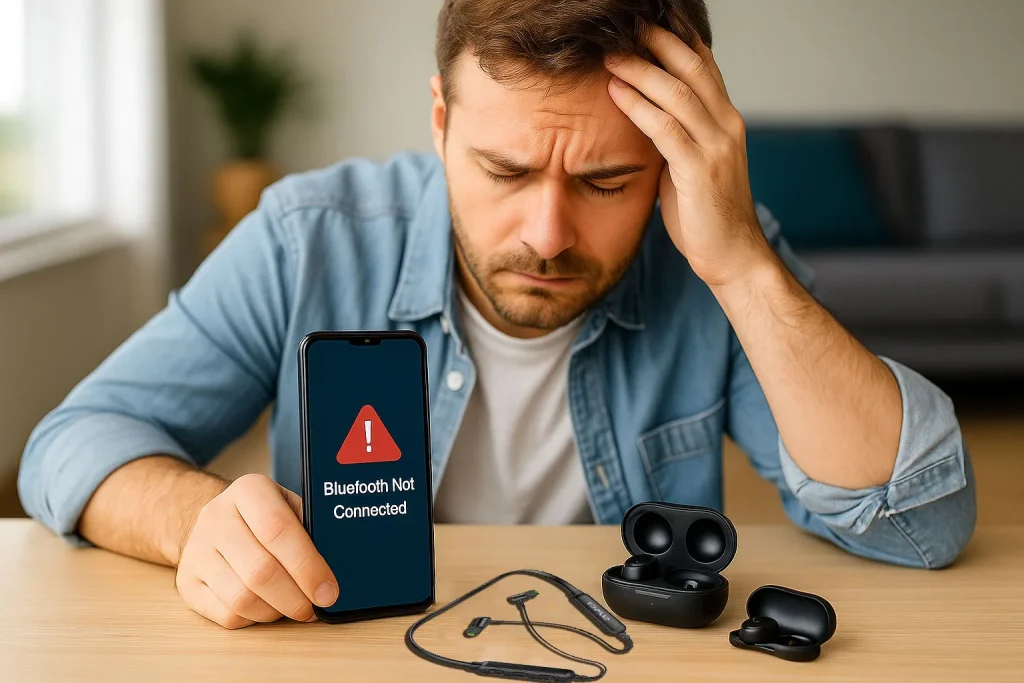 کاربر ناراضی هنگام عدم اتصال هندزفری سیمی و بی‌سیم به گوشی موبایل