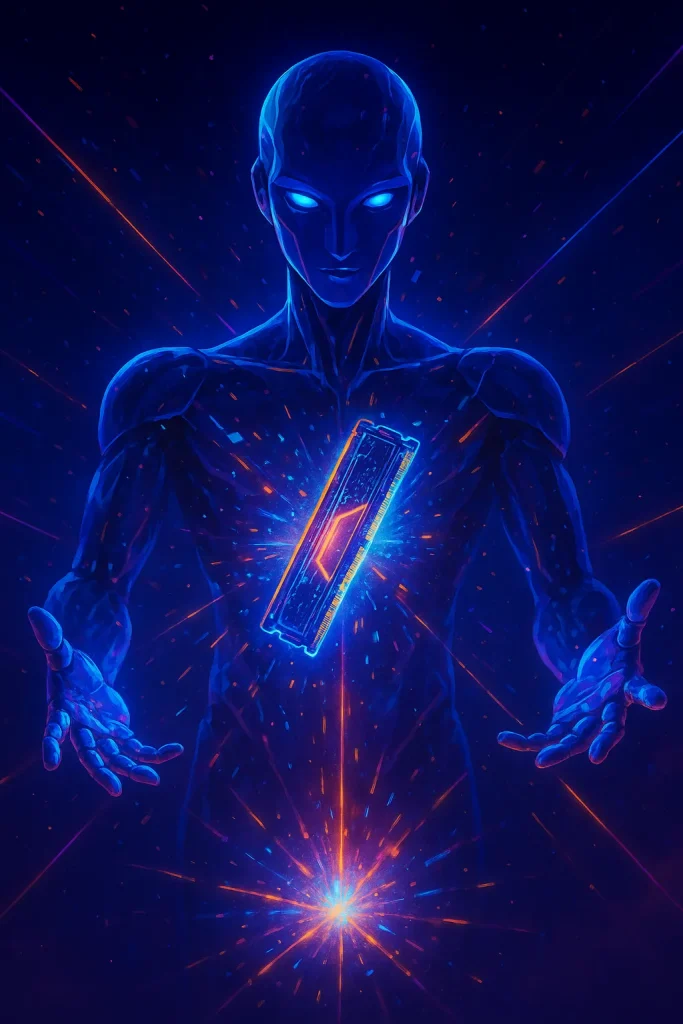 تصویر مفهومی رم کامپیوتر DDR5 درخشان