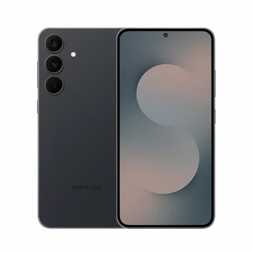 گوشی سامسونگ Galaxy S25 FE مشکی از نمای جلو و پشت