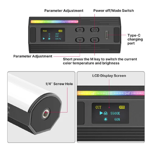 نور باتومی اولانزی Ulanzi I-Light RGB - Image 2