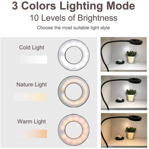 رینگ لایت مدل گیره ای 3.5 اینچی Professional Live Stream Ring Light - Image 2