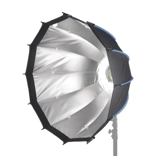 نمای داخلی اکتاباکس پارابولیک آراروکس Ararox QR-P90 Parabolic Softbox (90cm) با پوشش نقره ای بازتابنده برای افزایش شدت و یکنواختی نور در نورپردازی استودیویی